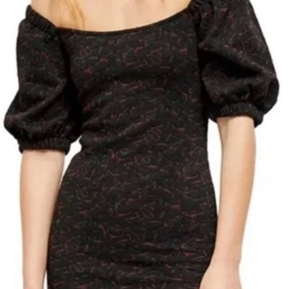 Free People Mini Dress Puff Sleeve
